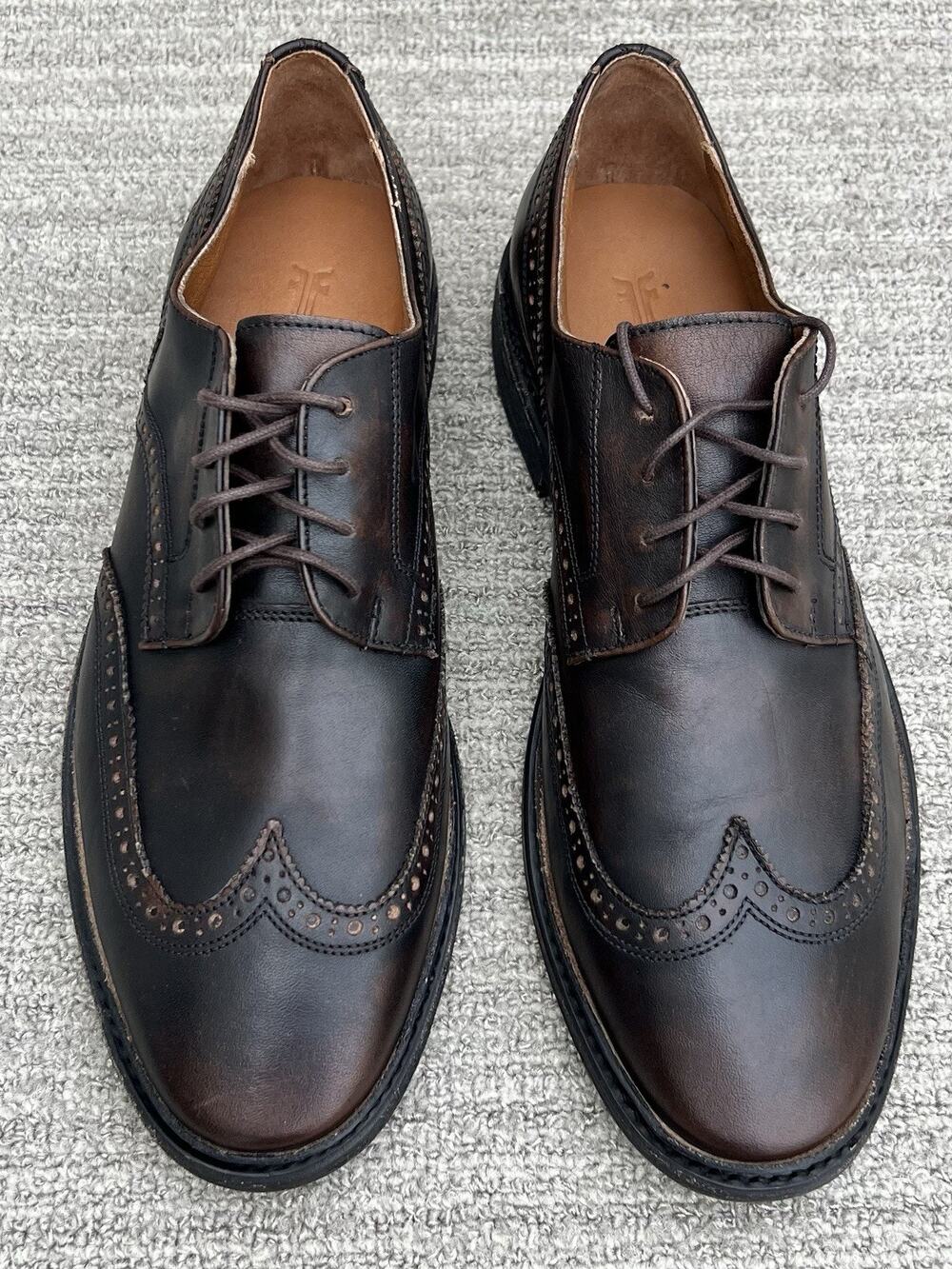 FRYE Paul Wingtip Black Leather Derby Shoes Men’s Size 10 US NEW
